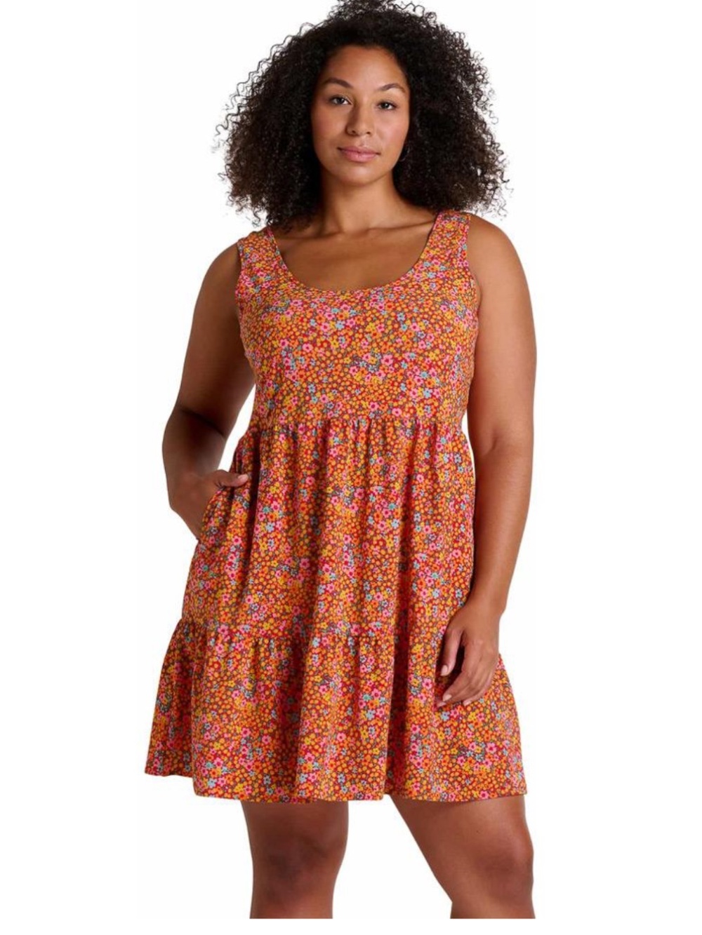 Toad&Co Sunsana Orange Floral Tiered Dress